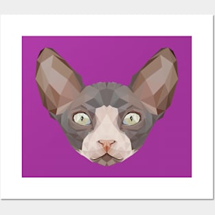 Sphynx Cat Low Poly Art Posters and Art